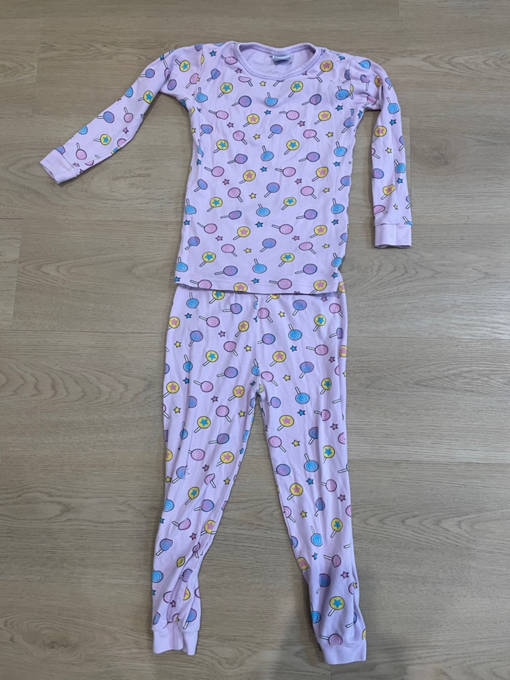 Girls Pink Lollipop Print Long-Sleeve Pajama Set
